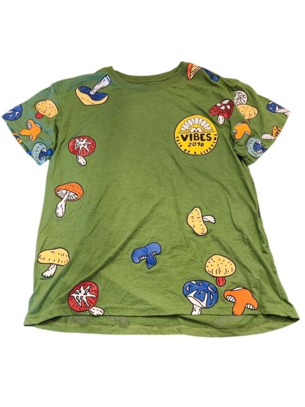 Fresh Laundry 2018 Vibes Trip Of A Lifetime Mushroom Print, Green, Size XL